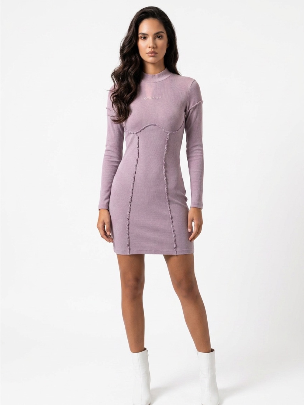 Off-White Long-Sleeve Lilac Bodycon Dress